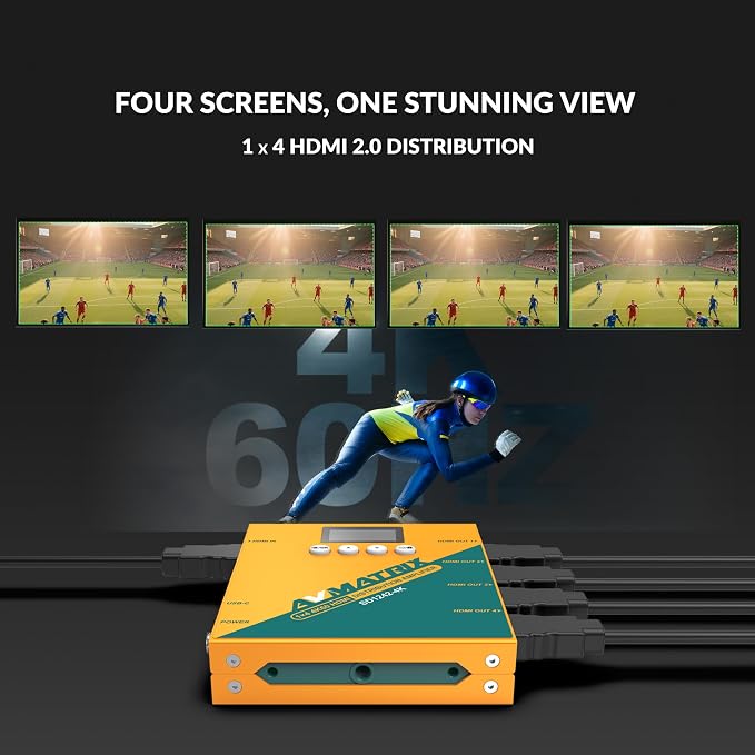 Avmatrix SD1242-4K HDMI Splitter, 1 in 4 Out, HDMI 2.0 interfaces Support