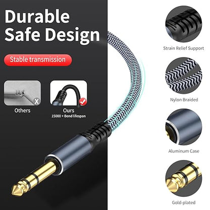 1/4" Male to Female Stereo Headphone Guitar Cable - 25ft Quarter Inch Extension