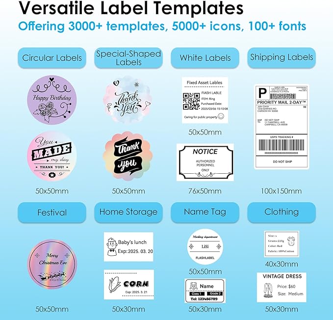 Shipping Thermal Label Printer, 4x6 Portable Label Printer, Support iPhone