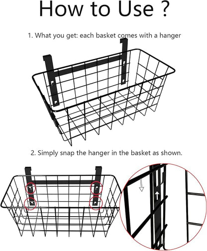 MaraFansie Basket with Hook, Grid Storage Basket, Over the Cabinet Door