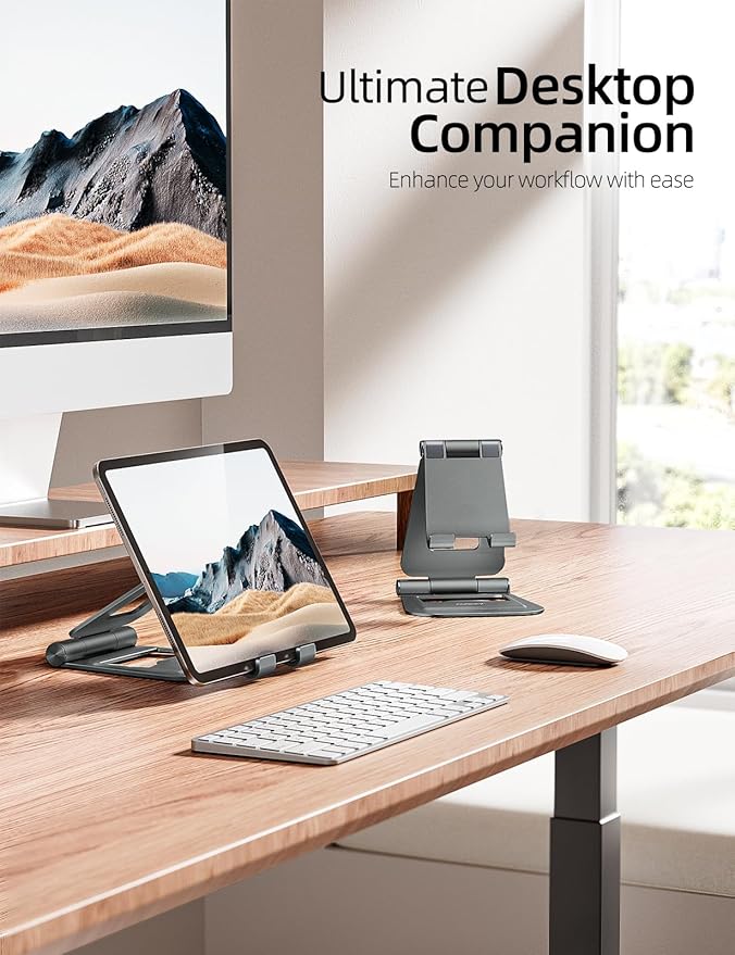 Nulaxy Aluminum Dual Foldable iPad Stand, Fully Adjustable Desktop Tablet Holder