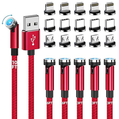 Magnetic Charging Cable, 540 Rotating Phone Charger 3 in 1 USB Cable Nylon