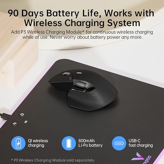 Rapoo MT760 Multi-Device Wireless Mouse, 11 Programmable Buttons, 4K DPI