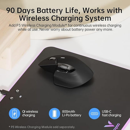 Rapoo MT760 Multi-Device Wireless Mouse, 11 Programmable Buttons, 4K DPI