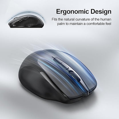 TECKNET Wireless Mouse Rechargeable 4800 DPI Silent USB A & Bluetooth Mouse 6