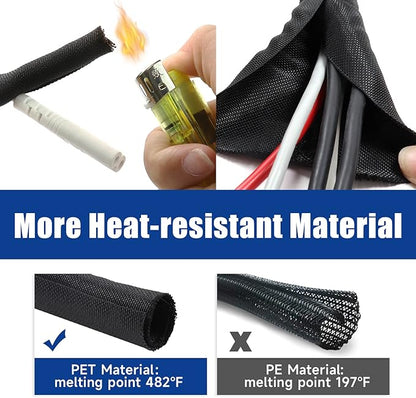 Braided Wire Loom Mesh Woven Black Split Sleeving