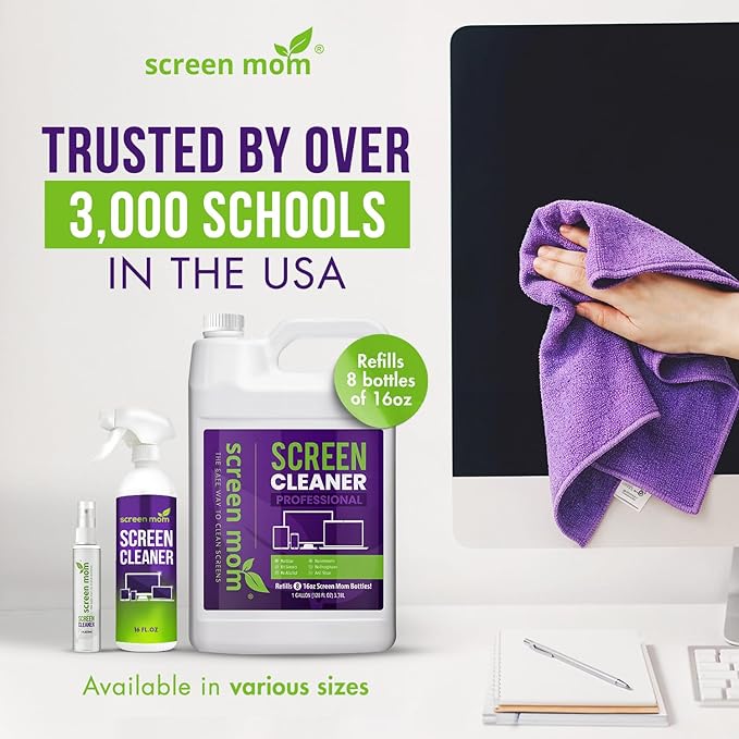 Screen Mom Screen Cleaner Spray and Microfiber Cloth 2-Pack Screen Cleaner
