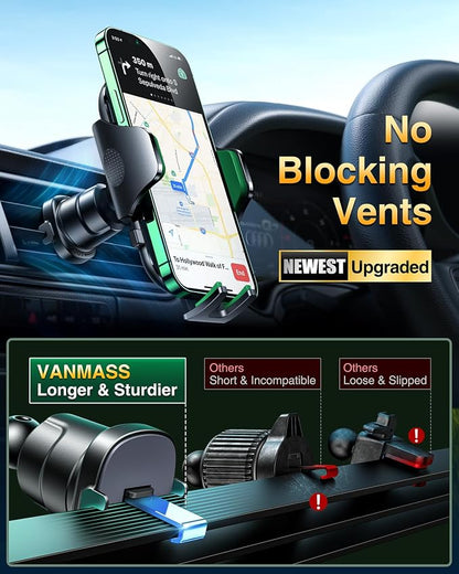 VANMASS True Military-Grade Car Phone Holder Strongest Suction & Clip Cell