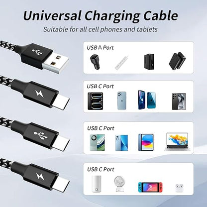 Multi Charging Cable, USB C Splitter Cable, 3 in 1 Fast Charging Cord