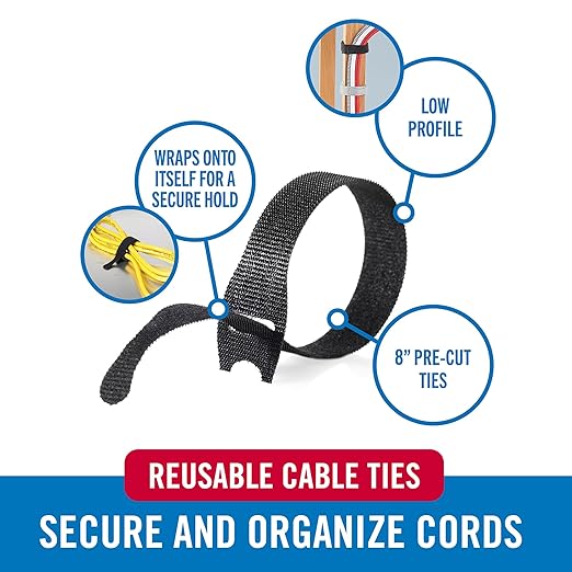 VELCRO Brand 150pk Cable Ties Value Pack | Replace Zip Ties