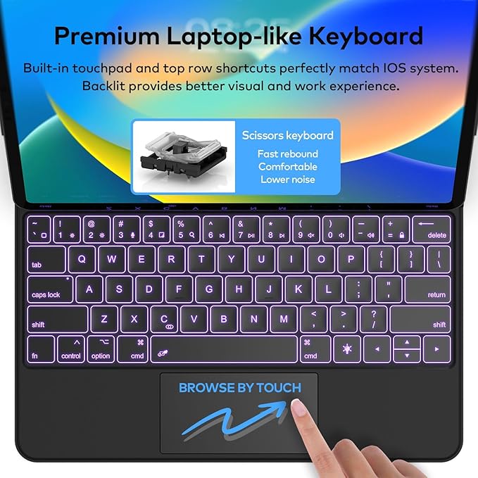 Keyboard Case for iPad Air 13 and iPad Pro 12.9 inch 6th / 5th / 4th / 3rd
