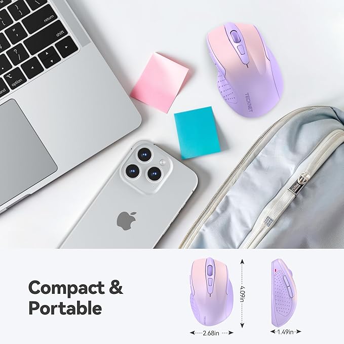 TECKNET Wireless Mouse, 2.4G Ergonomic Optical Mouse, Computer Mouse