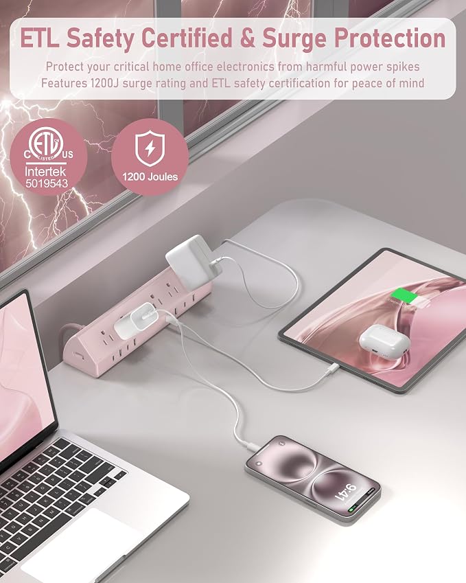 Jgstkcity Desk Clamp Power Strip, 45W Fast Charging Station, 4 USB-C, 4 USB-A