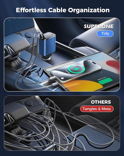 4 in 1 Retractable Car Charger, SUPERONE Smaller Fast Car Phone Charger 69W