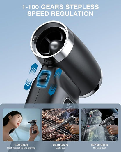 Electric Compressed Air Duster Cordless: 60 MPH High Wind Speed Mini Air Blower