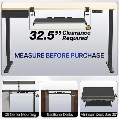 VIVO Large Height Adjustable Under Desk Keyboard Tray, C-clamp Mount System