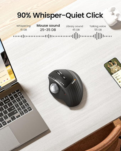 ProtoArc Wireless Trackball Mouse, EM01 NL Ergonomic Bluetooth Rollerball Thumb