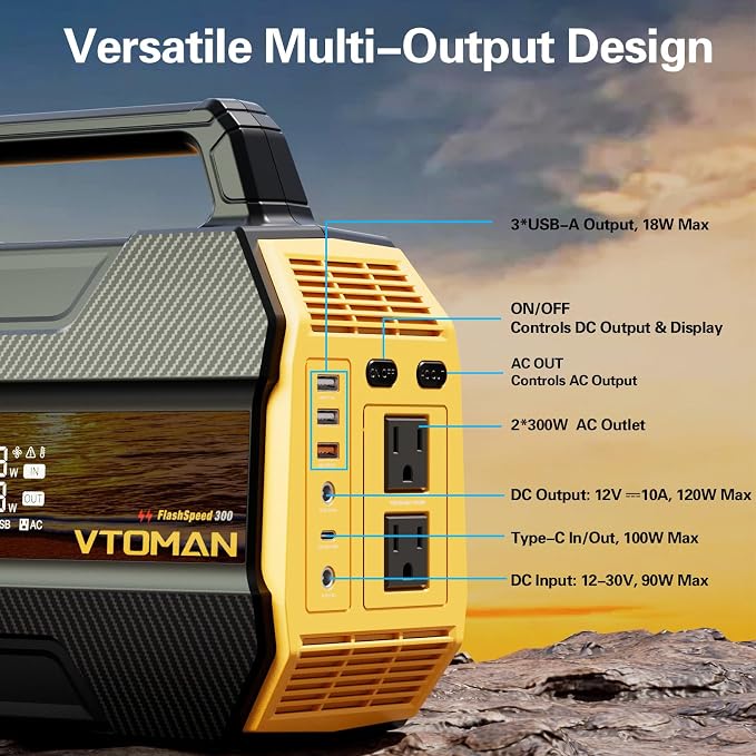 VTOMAN FlashSpeed 300 Portable Power Station 300W, 230Wh Solar Generator