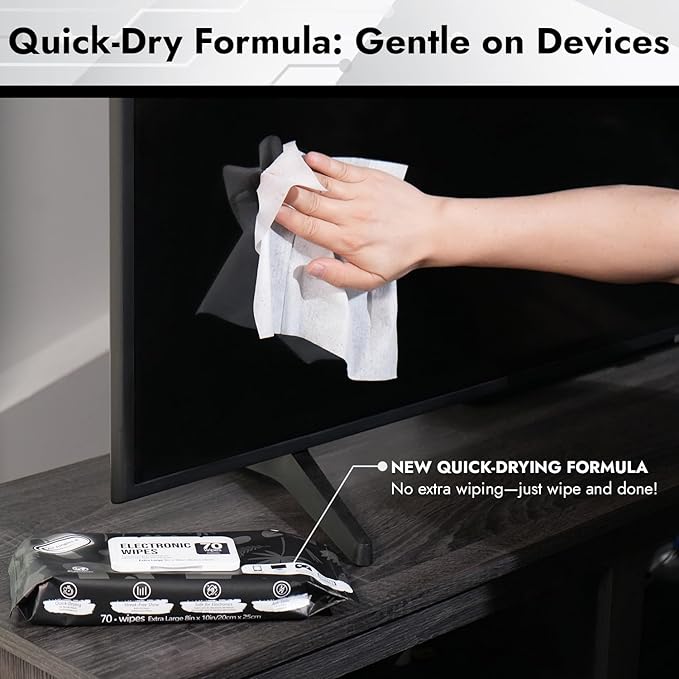 Air Jungles Electronic Wipes Screen Cleaning 70 Count, Quick Dry, Extra Large