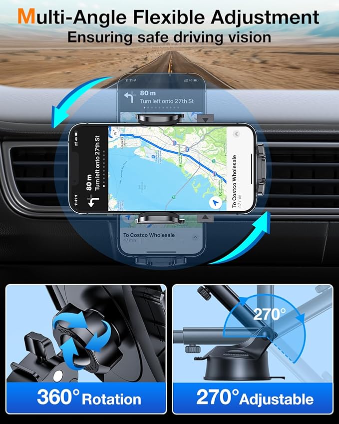 HTU 2025 Upgraded Car Phone Holder 【Safety Certs & No Smell】 Cell Phone Holder
