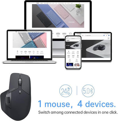 Rapoo MT760 Multi-Device Wireless Mouse, 11 Programmable Buttons, 4K DPI