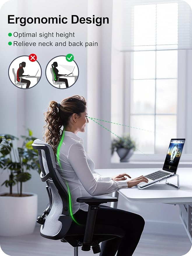 Laptop Stand for Desk, Aluminum Computer Stand for Laptop, Foldable Laptop Riser