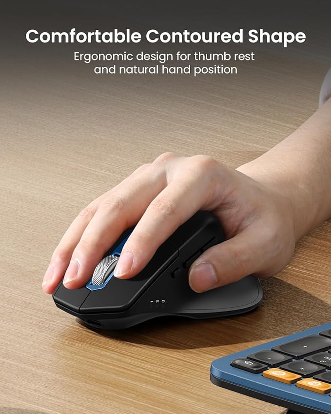 ProtoArc Ergonomic Wireless Keyboard Mouse, EKM01 Plus Full Size Ergo Bluetooth