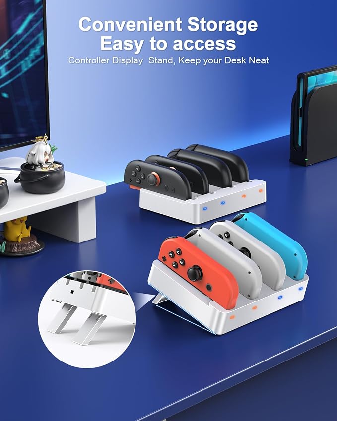 Charger for Nintendo Switch 2 and Switch 1 Controller, Horizontal Charging Dock