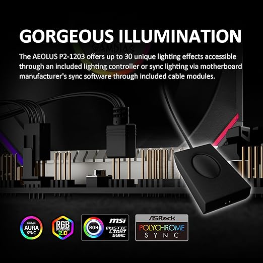 GAMDIAS AEOLUS P2-1203 120mm ARGB PWM Fan, Include Reverse Fan Blade x3 &