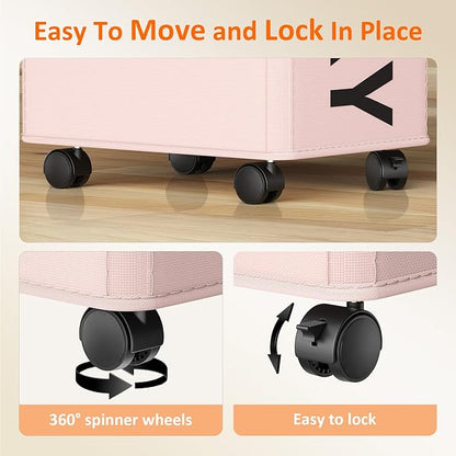 Pink Laundry Basket with Wheels, Dorm Room Essentials