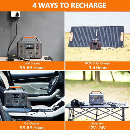ALLWEI Portable Power Station 300W, 280Wh Solar Generator