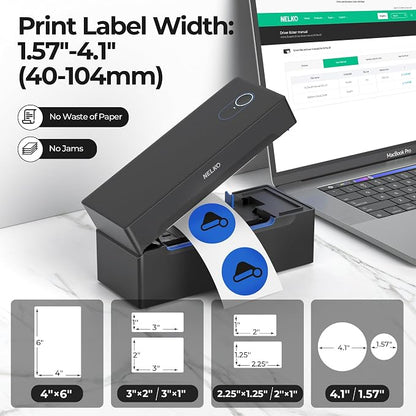 Nelko Bluetooth Thermal Shipping Label Printer, Wireless 4x6 Shipping Label