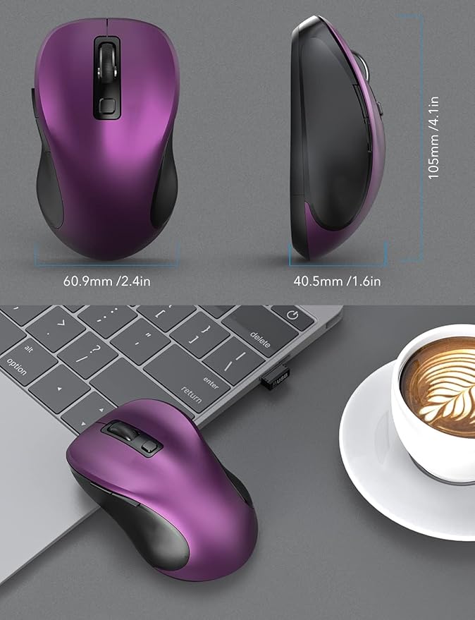 Trueque Wireless Mouse for Laptop, 2.4GHz Ergonomic Computer Mouse