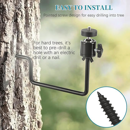 Trail Camera Mount, Hunting Accessories, 360° Adjustable Tree Screw Mounting