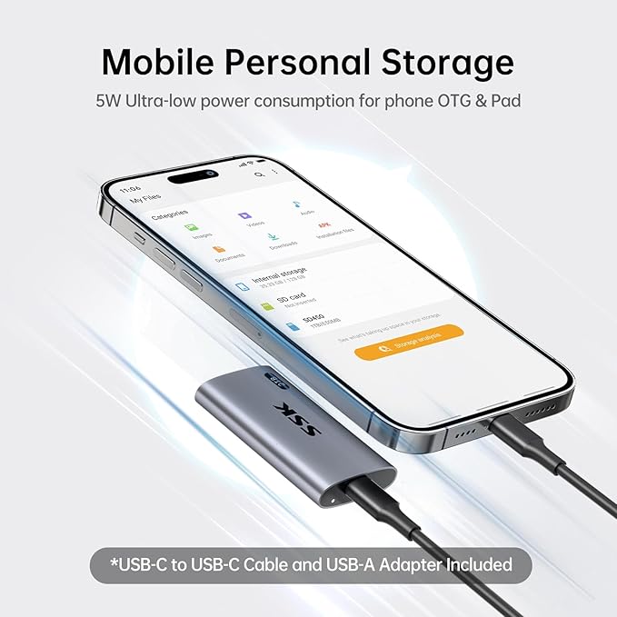 SSK 2TB SSD External Hard Drive, Portable SSD Up to 550MB/s Fast Solid State