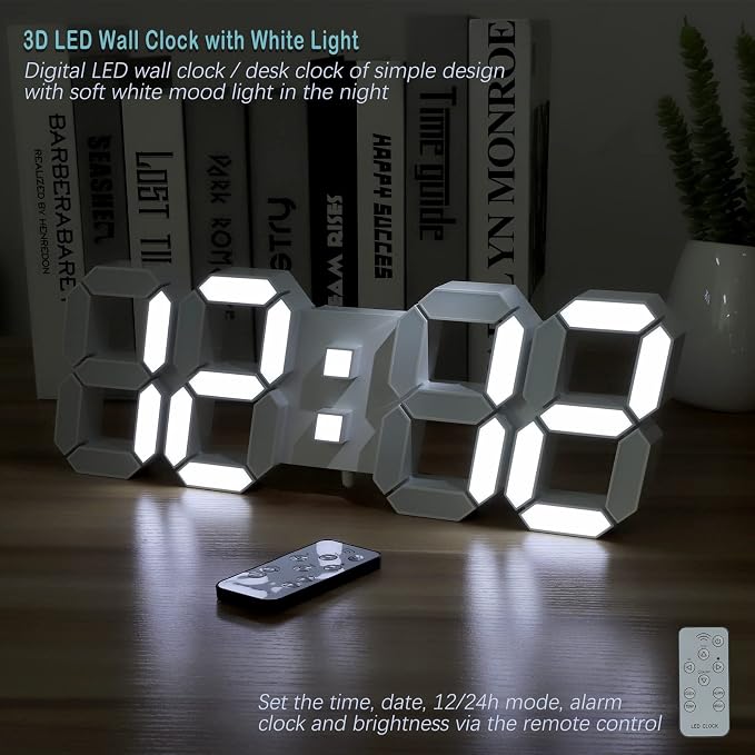 KOSUMOSU Wall Clock 15" 3D LED Digital Clock
