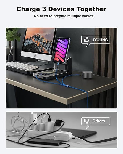 Multi Charging Cable 2Pack 4FT, 3 in 1 Charger Cable Braided Universal Phone