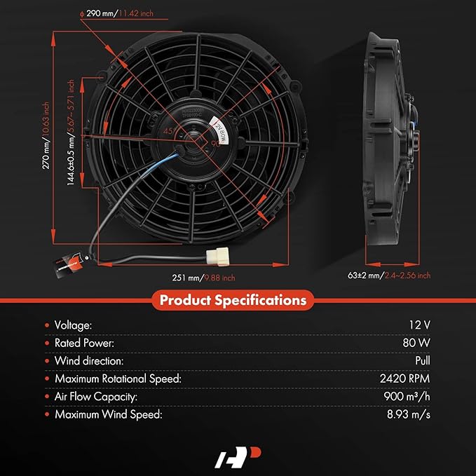 A-Premium 10'' 10 inch Universal Slim Fan Electric Radiator Cooling Fan Assembly