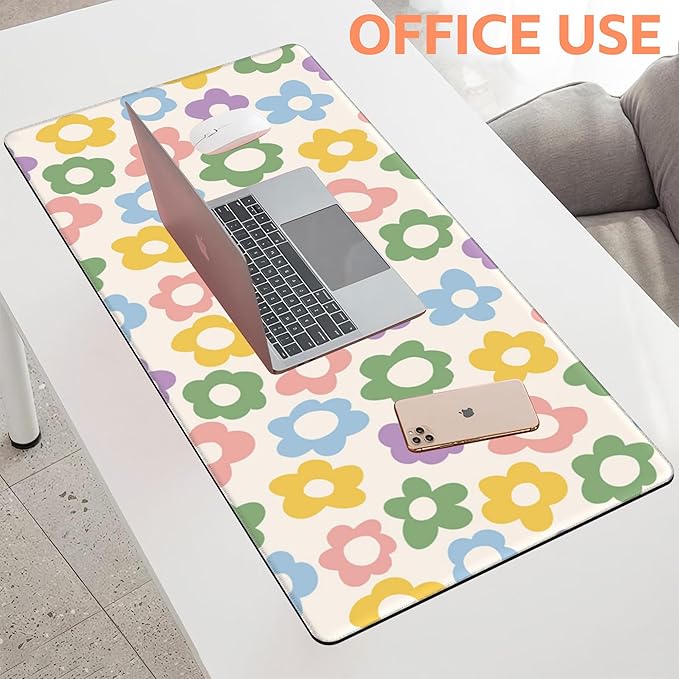 Mouse Pad Large Vintage Groovy Flowers Non-Slip Gaming Desk Mat