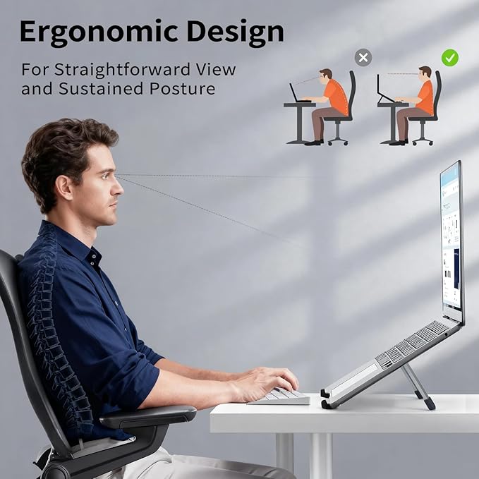 Protable Laptop Stand for Desk, Foldable Laptop Riser Holder, Ventilated