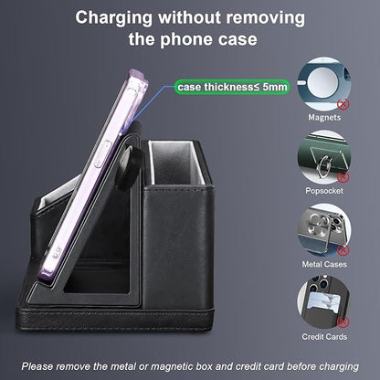Black Leather Desk Organizer