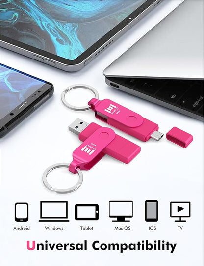 MOSDART 64GB USB3.1 Fast Speed C and A Dual Flash Drive, exFAT Memory Stick