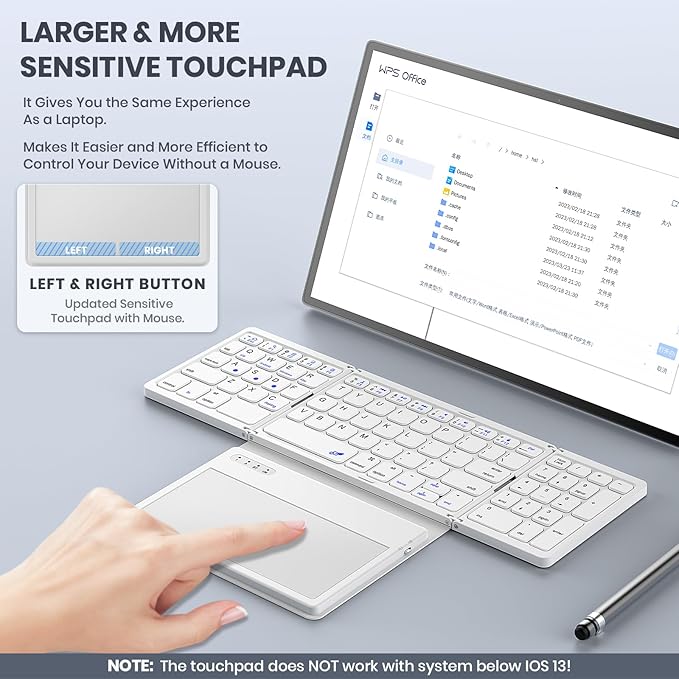 Foldable Bluetooth Keyboard, Portable Full Size Folding Keyboard