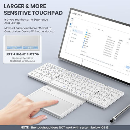 Foldable Bluetooth Keyboard, Portable Full Size Folding Keyboard