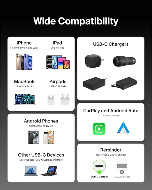 Belkin USB C to USB C Cable 2-Pack, 60W