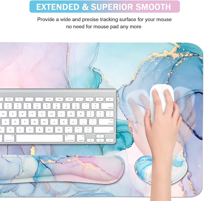 Large Mouse Pad Desk Dad, 4-in-1 Keyboard Wrist Rest Pad & Wrist Support Mouse