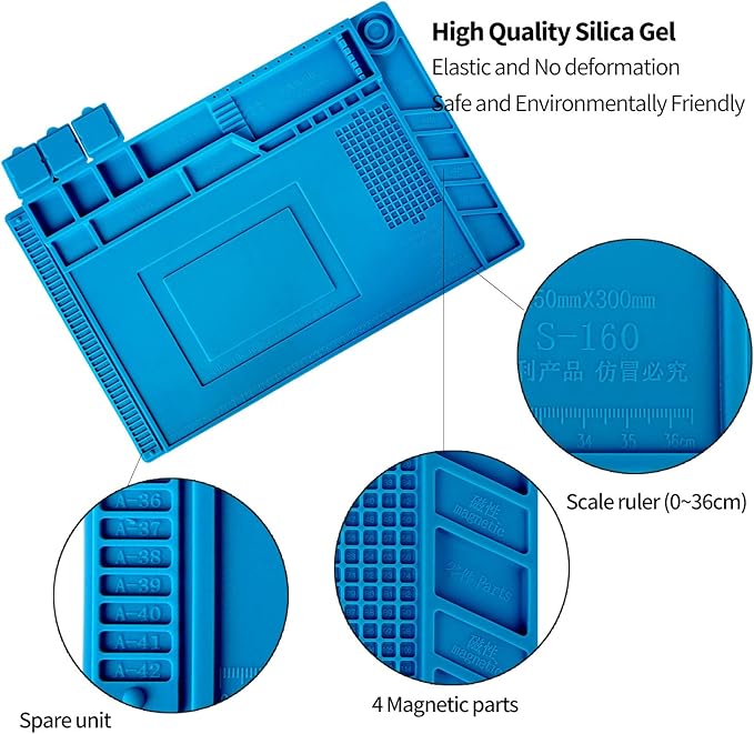 Kaisi S-160 Soldering Mat Insulation Silicone Magnetic Repair Work Station Mat