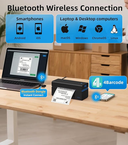 ORGSTA Bluetooth Thermal Shipping Label Printer T001-Plus Wireless 4x6 Shipping
