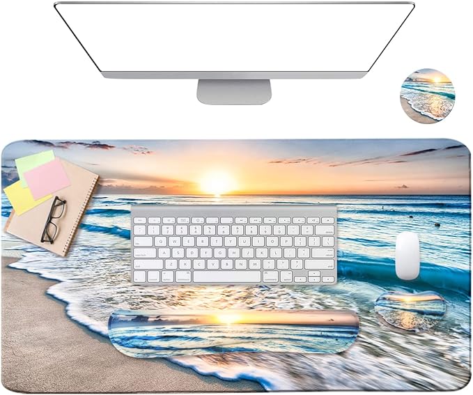 4-in-1 Large Gaming Mouse Pad, Keyboard Wrist Rest Pad & Wrist Support Mousepad
