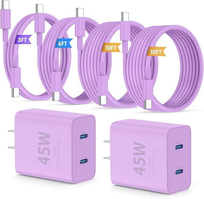 iPhone 16 15 Pro Max Charger Fast Charging, 45W Dual Port USB C Fast Charger